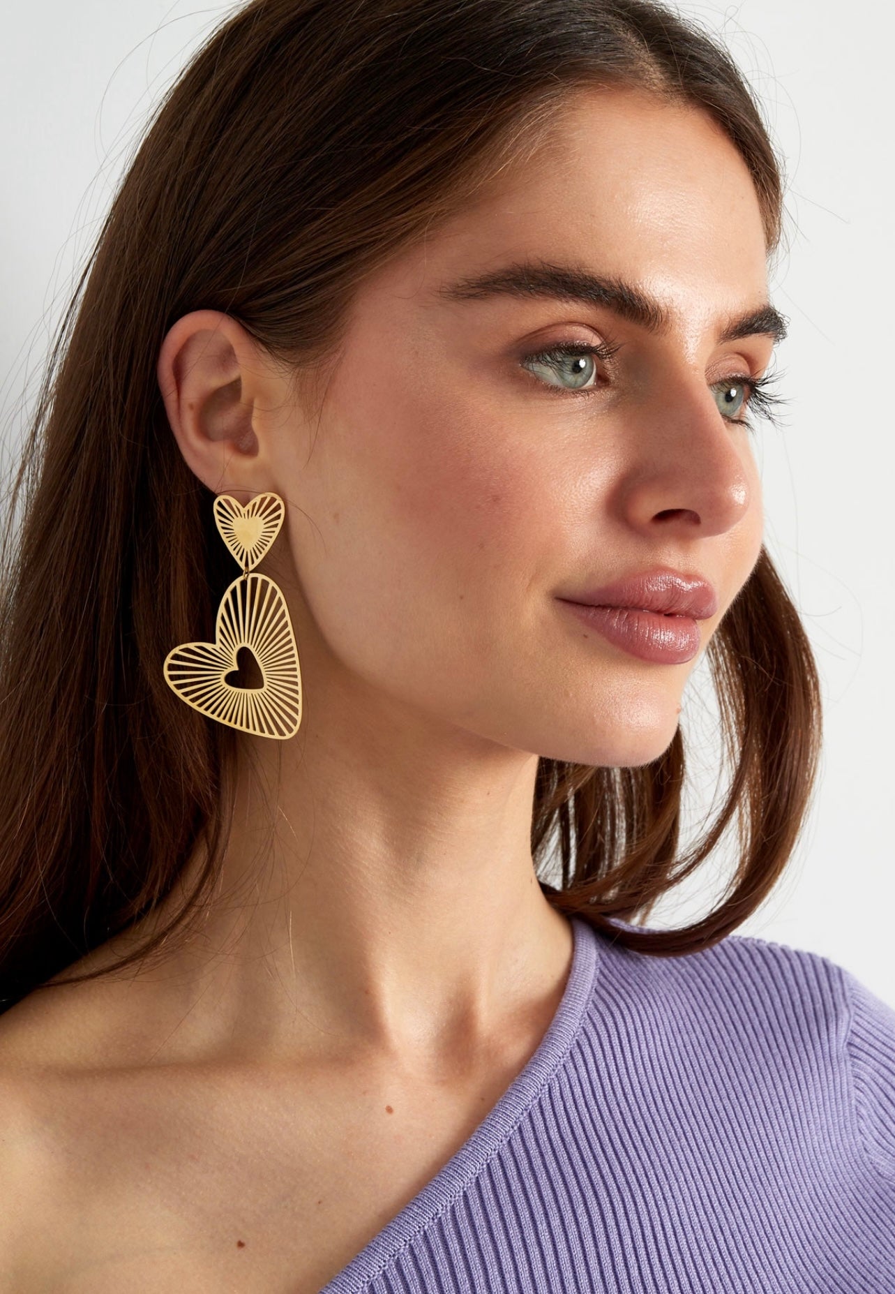 Double Heart Earrings goudkleurig