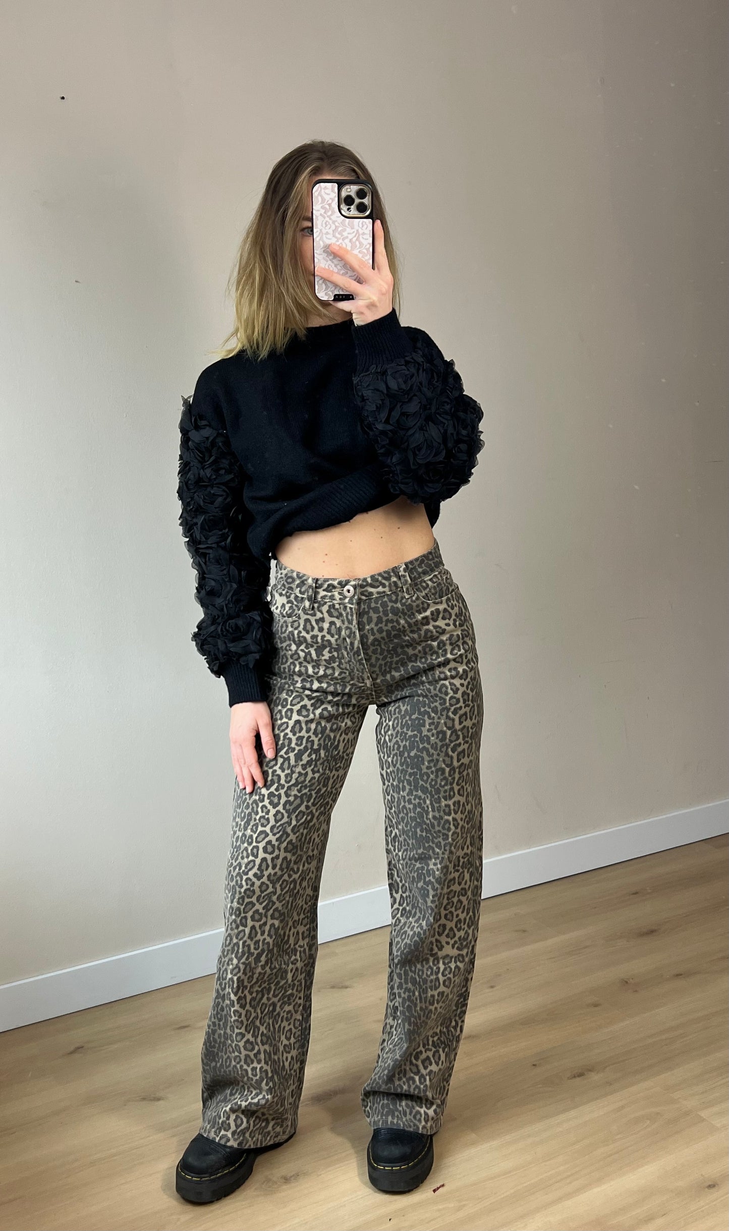 Leopard Wide Leg Jeans