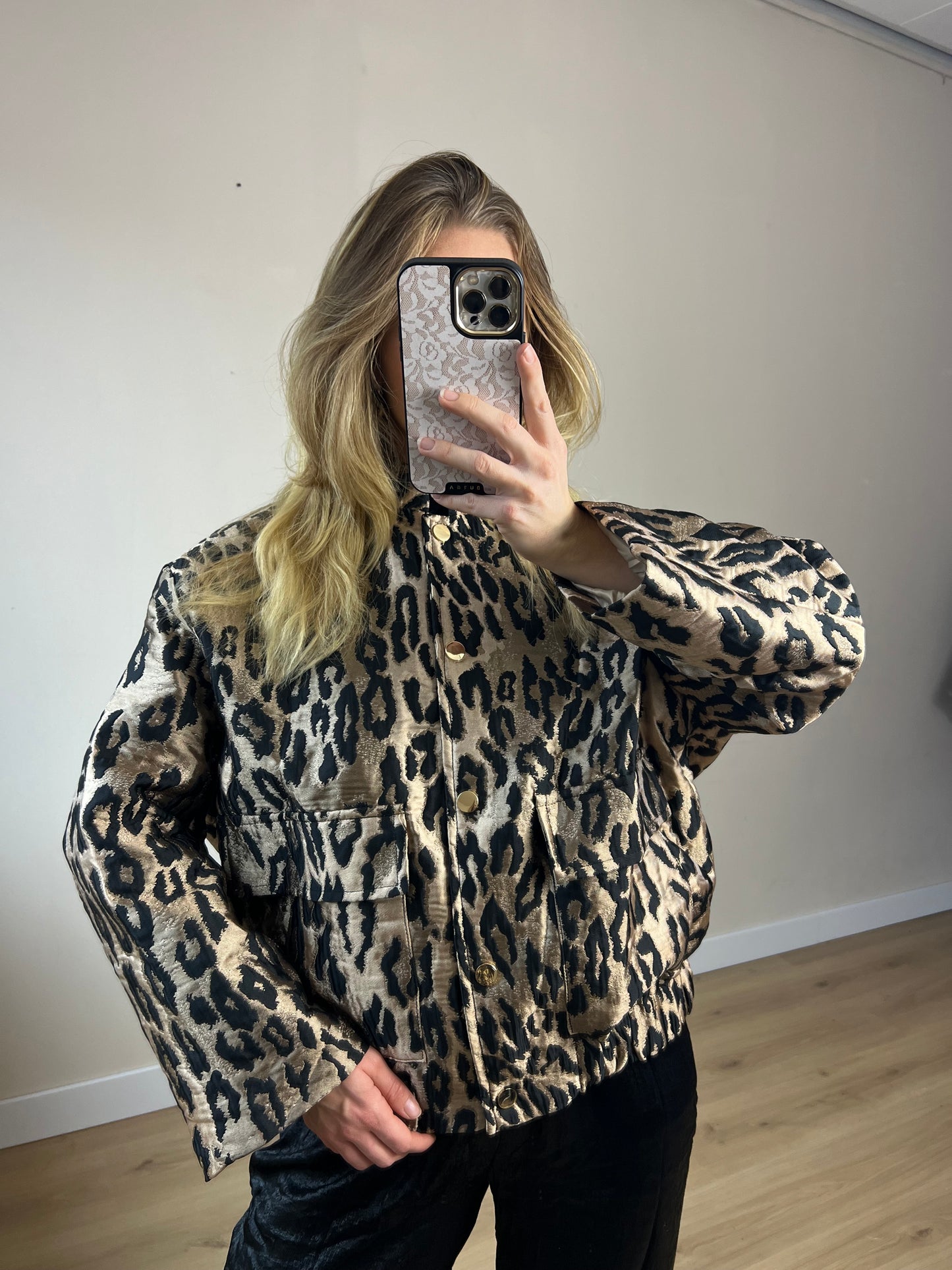 Leopard Gold Bomber