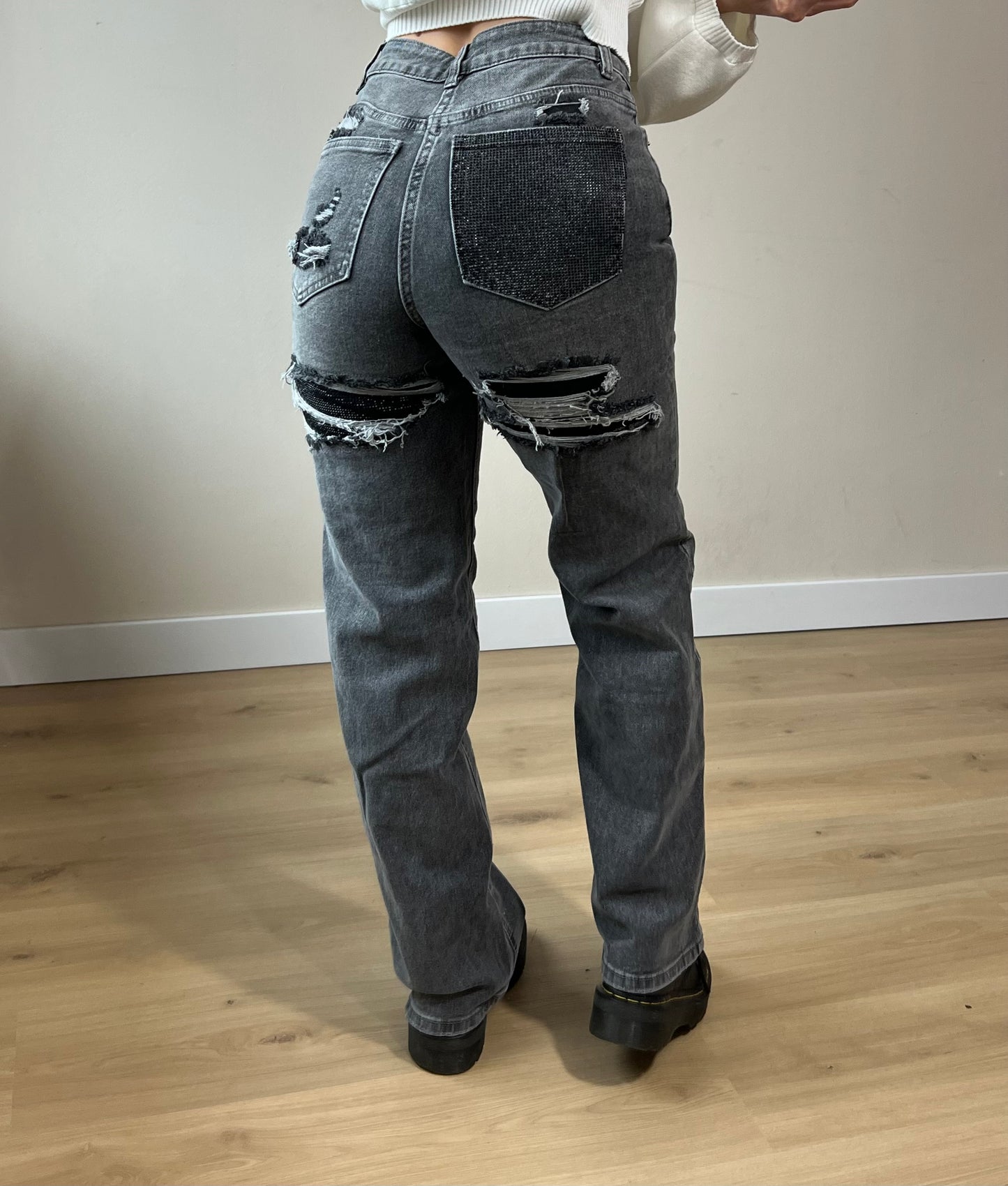 The Viral Zaar Jeans Strass Grey