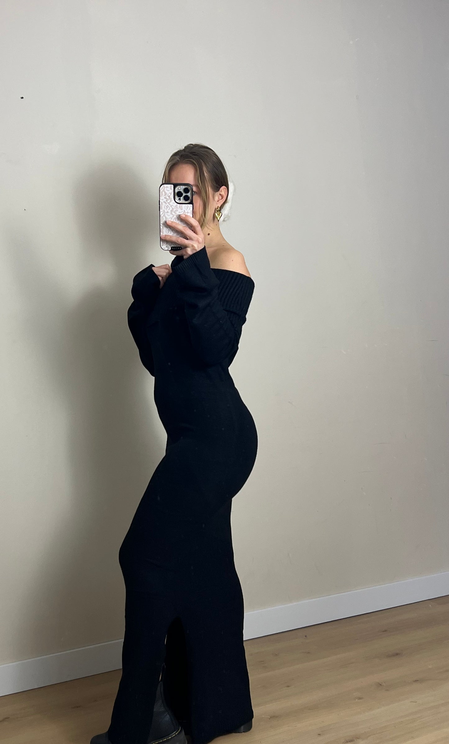 Comfy Off Shoulder Dress Black