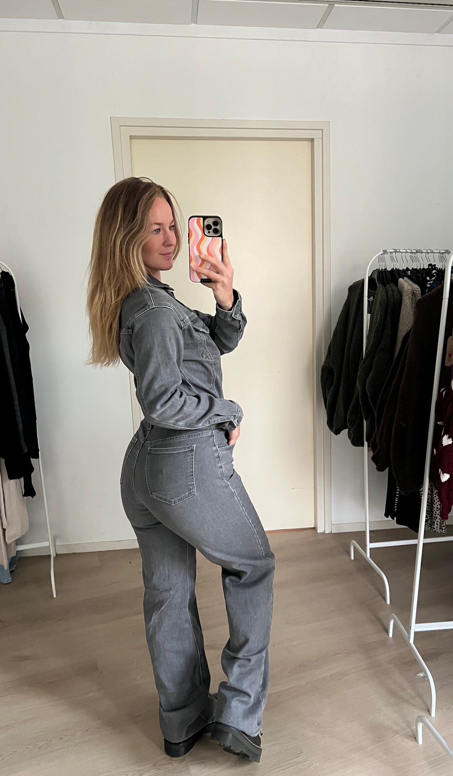 Denim Jumpsuit Stretch Grey