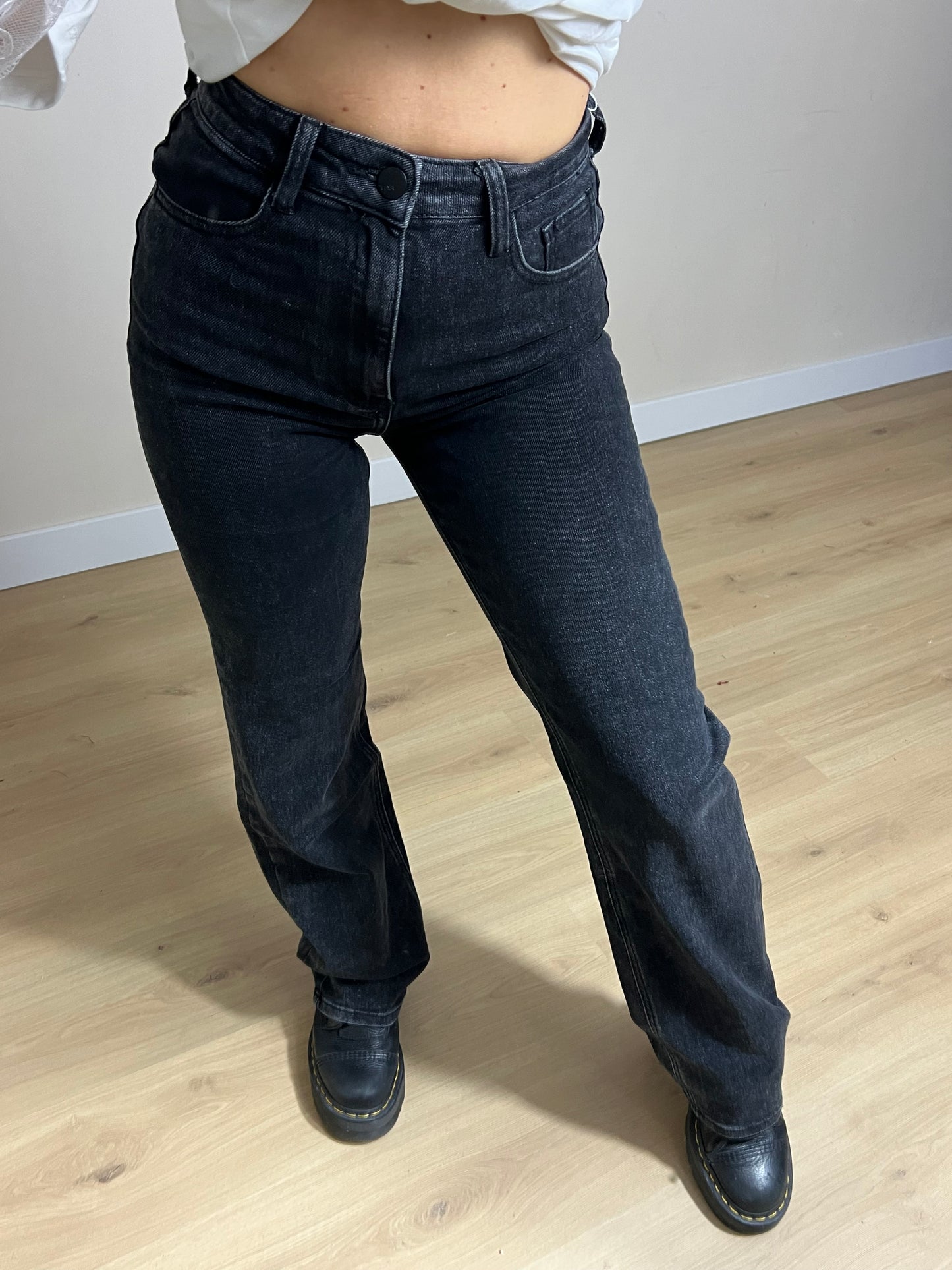 Wide Leg Jeans Stretch Black