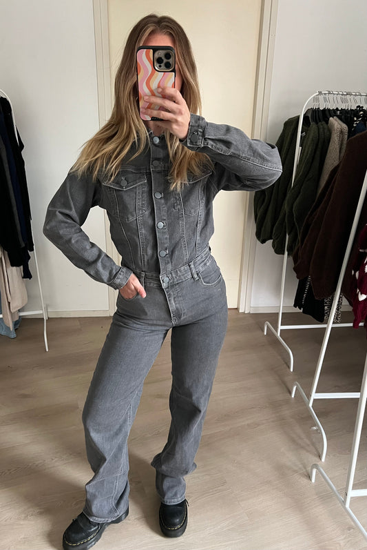 Denim Jumpsuit Stretch Grey