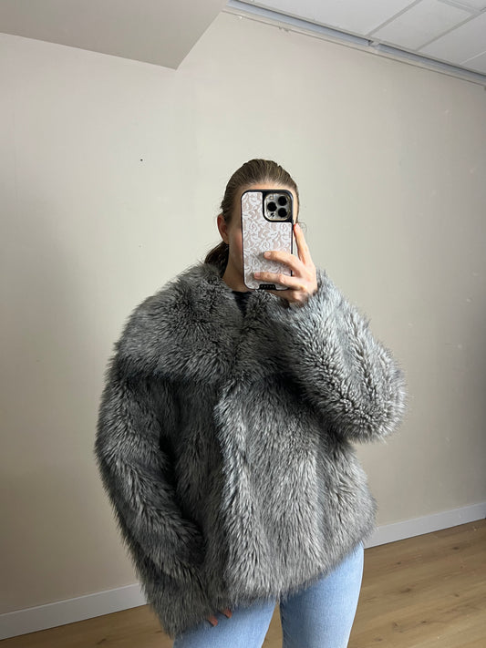 Faux Fur Jas Greige