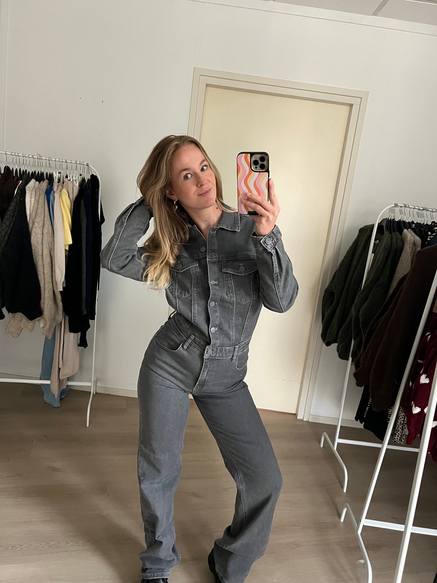 Denim Jumpsuit Stretch Grey