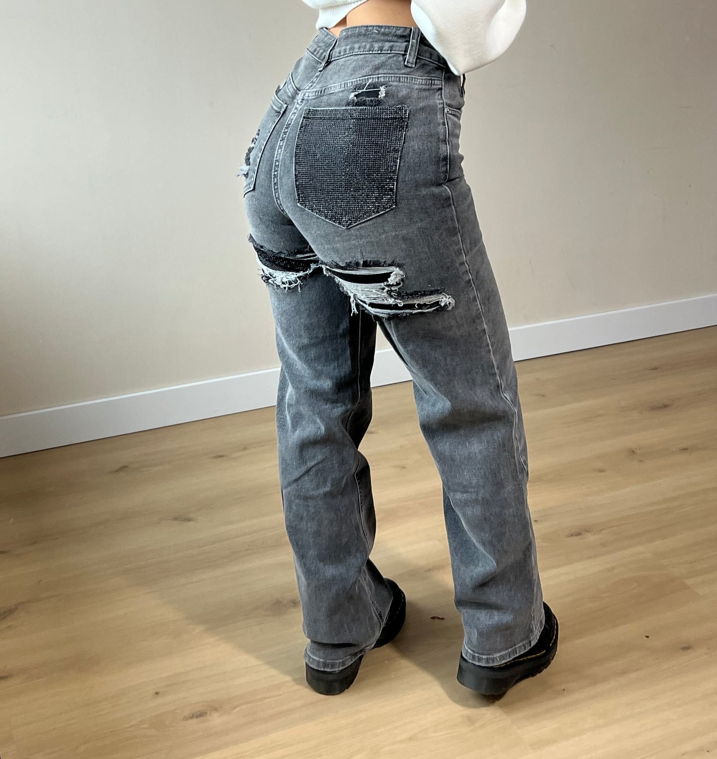 The Viral Zaar Jeans Strass Grey