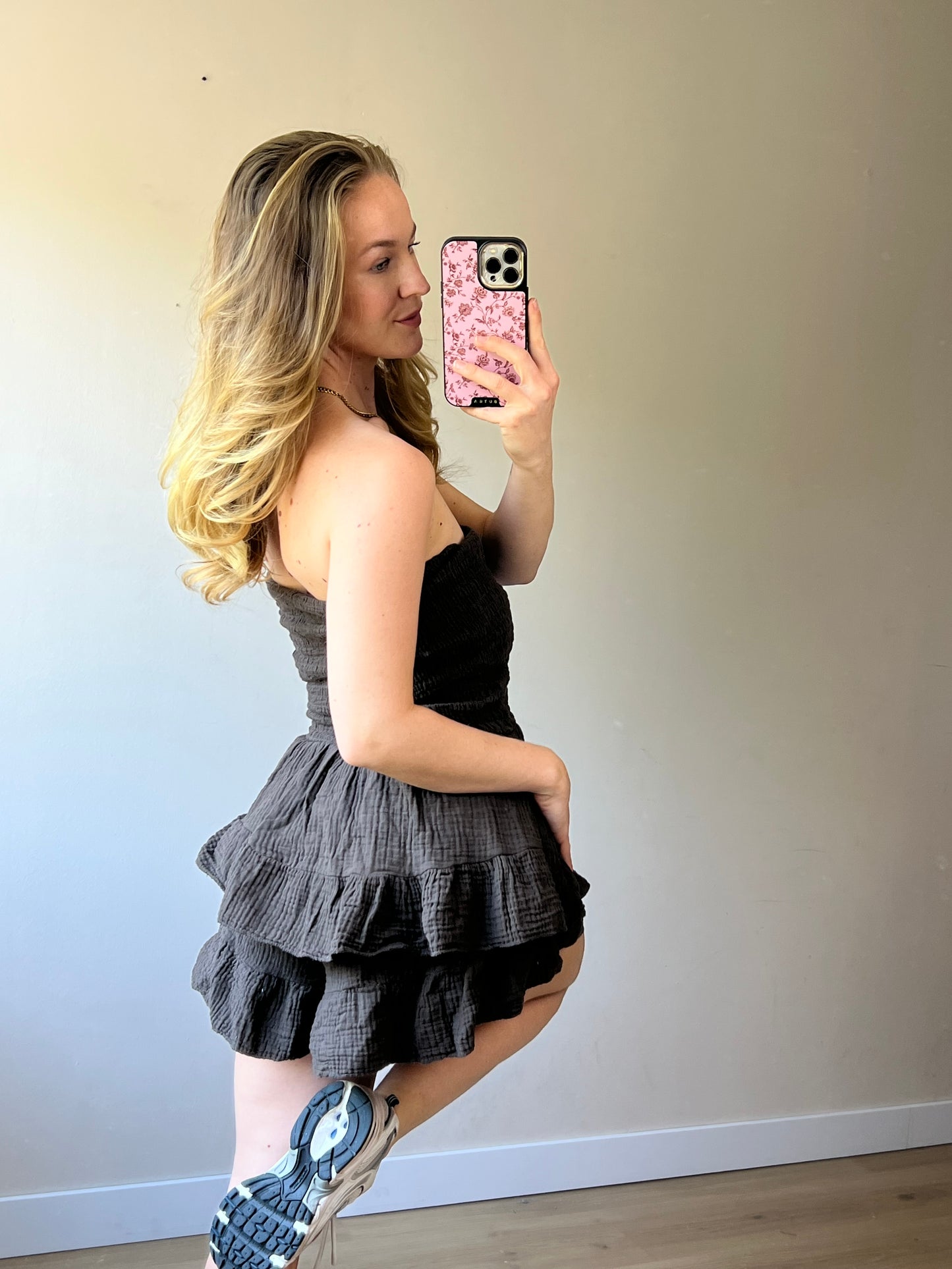 Off Shoulder Cotton Playsuit Brown