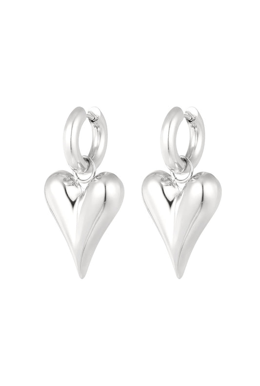 Trendy Heart Earrings zilverkleurig