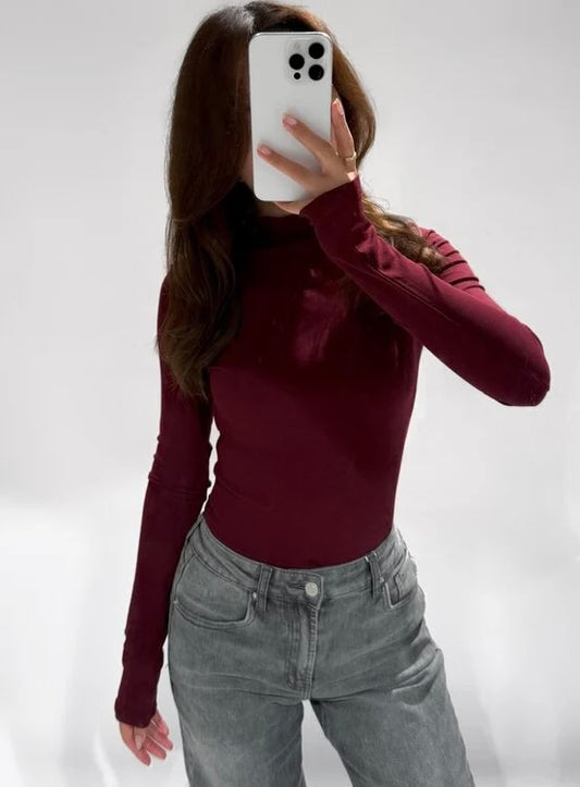 High Neck Top Bordeaux