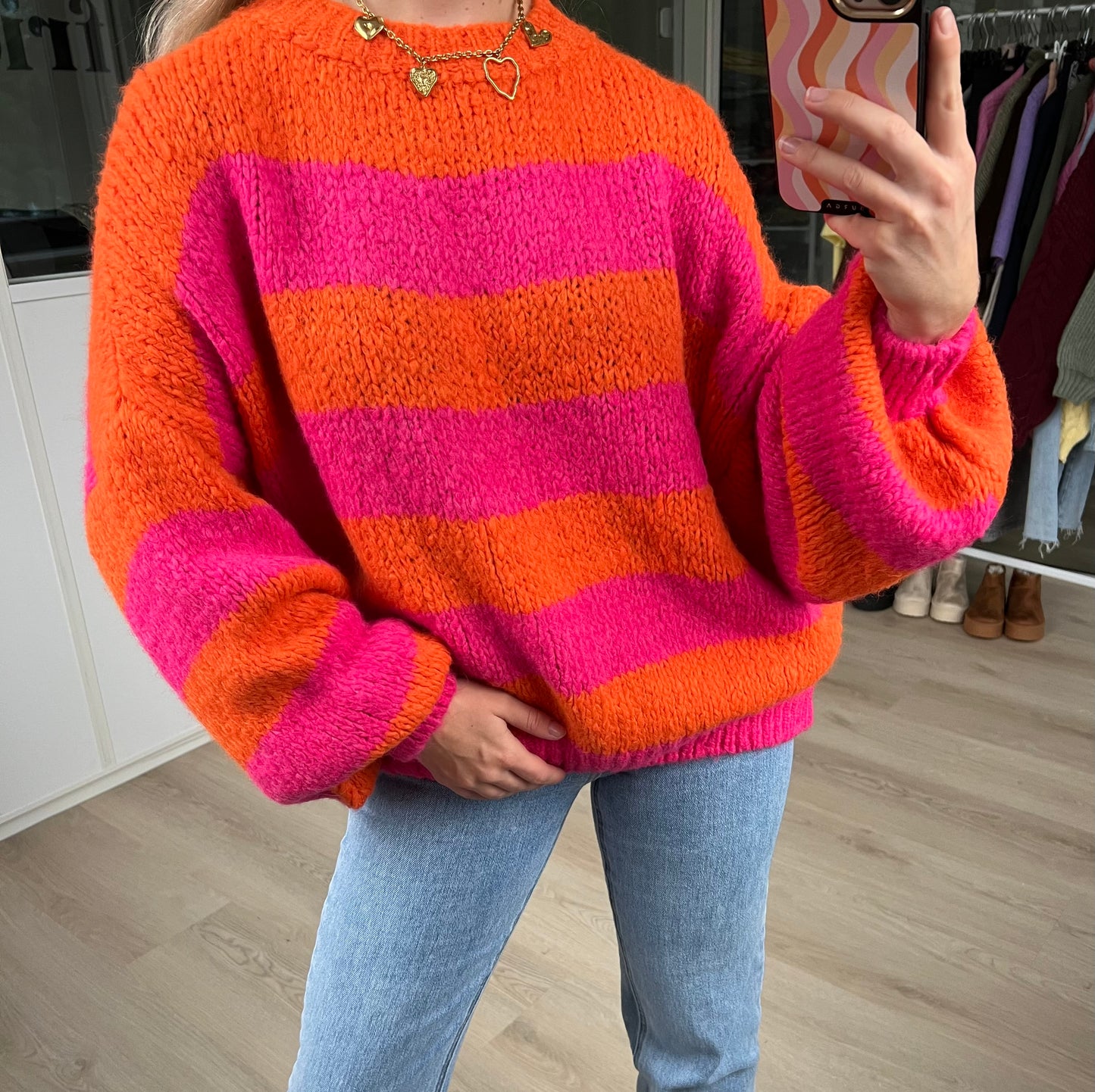 Comfy Stripe Knit Pink