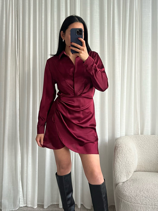 Satin Dress Bordeaux