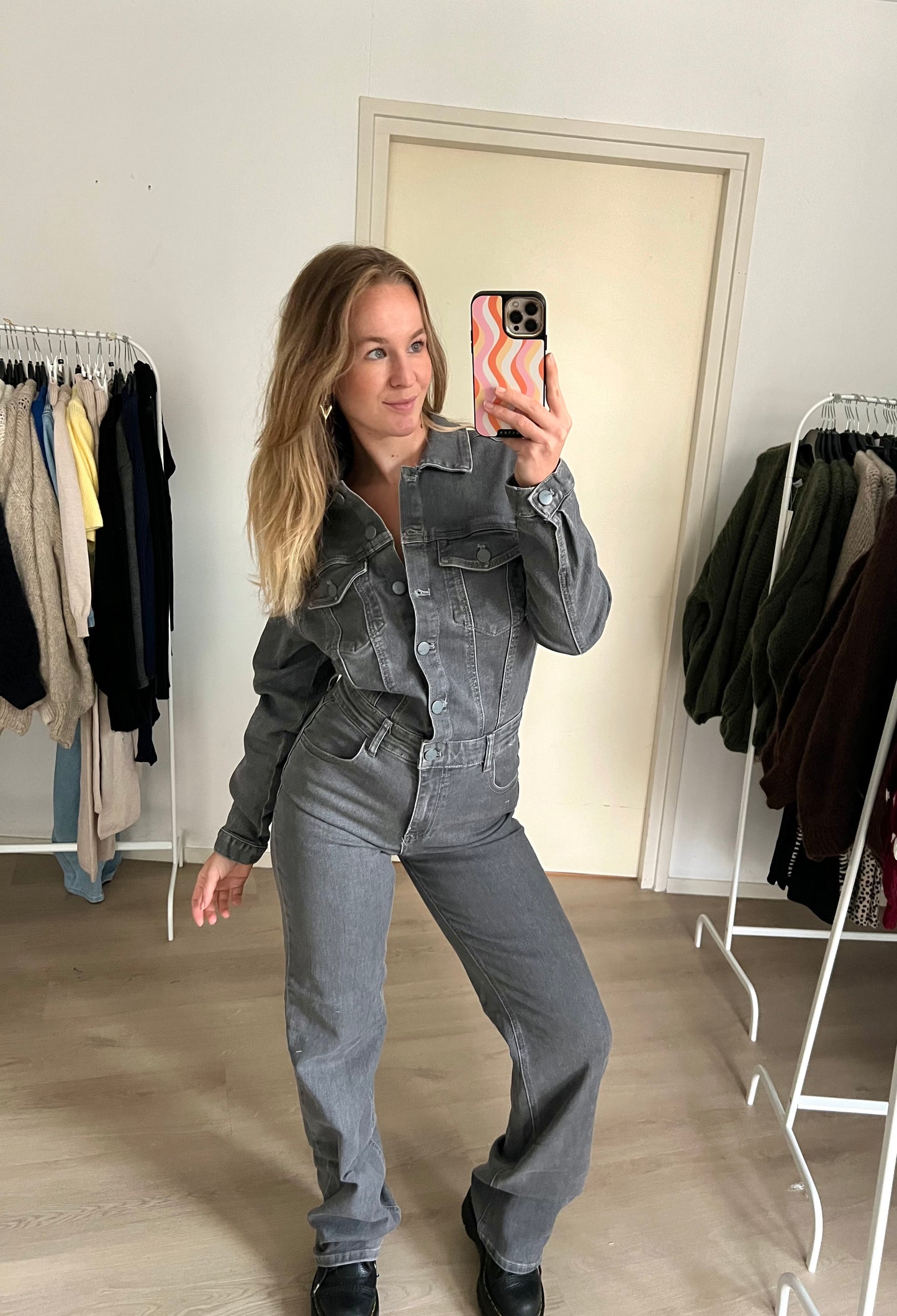 Denim Jumpsuit Stretch Grey