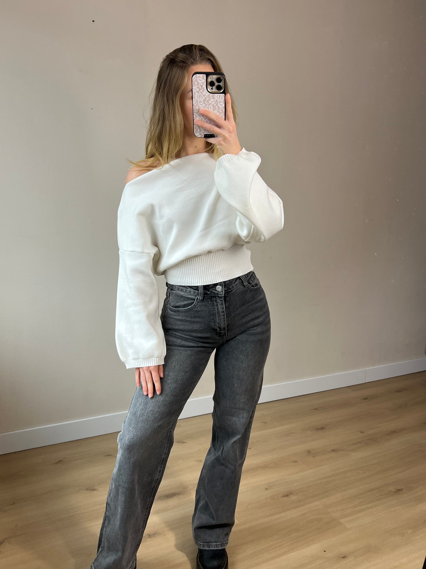 Off Shoulder Knit White