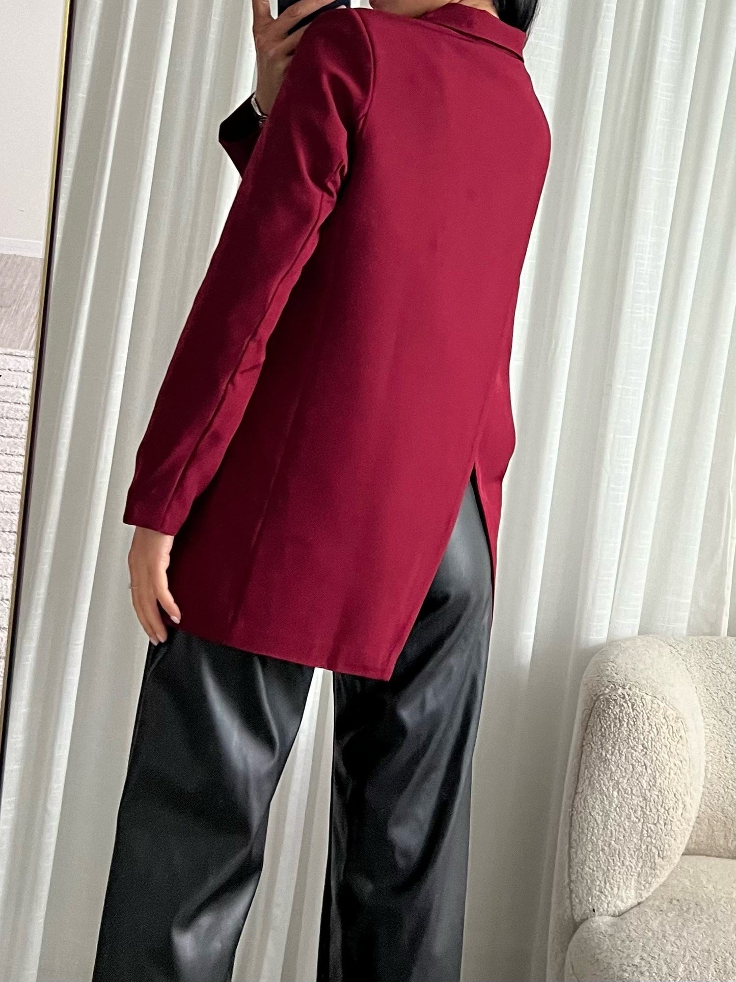 Trendy Split Blazer Bordeaux