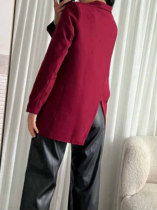 Trendy Split Blazer Bordeaux