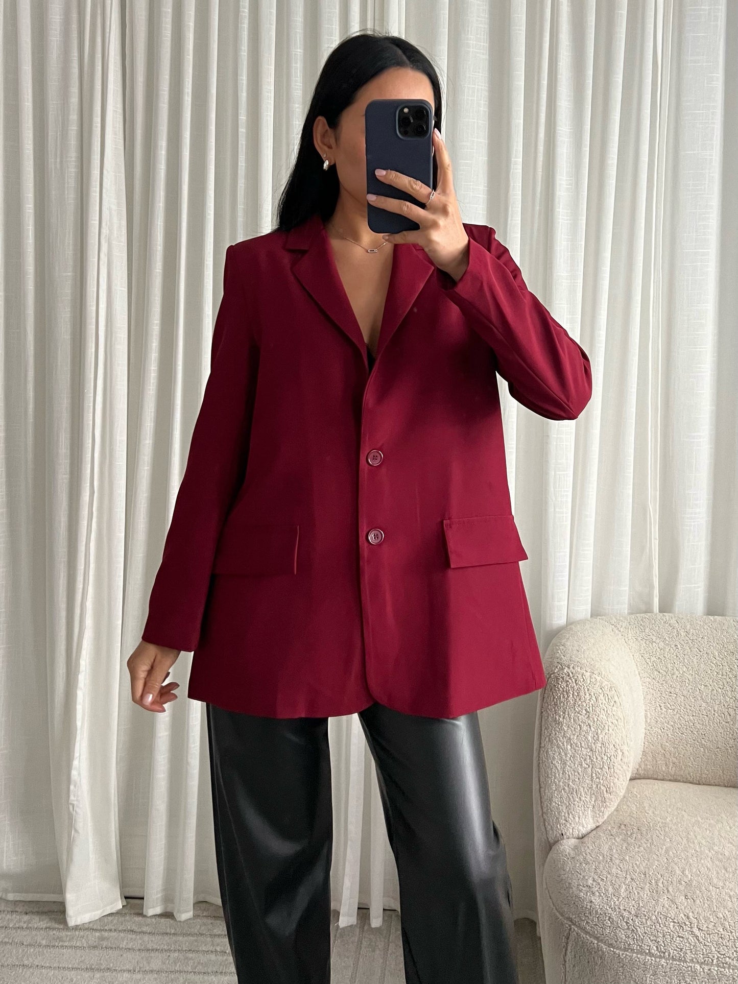 Trendy Split Blazer Bordeaux