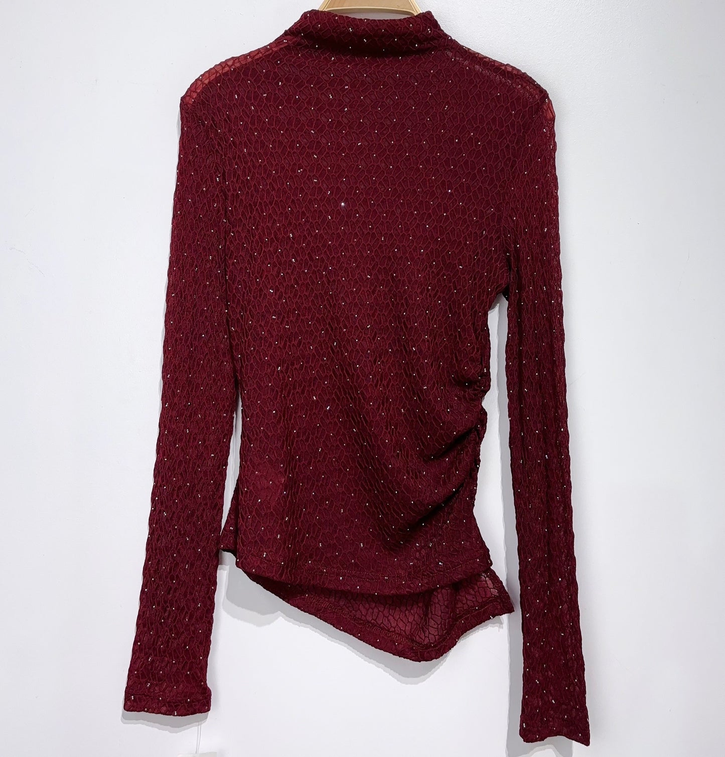 Strass Mesh Top Bordeaux